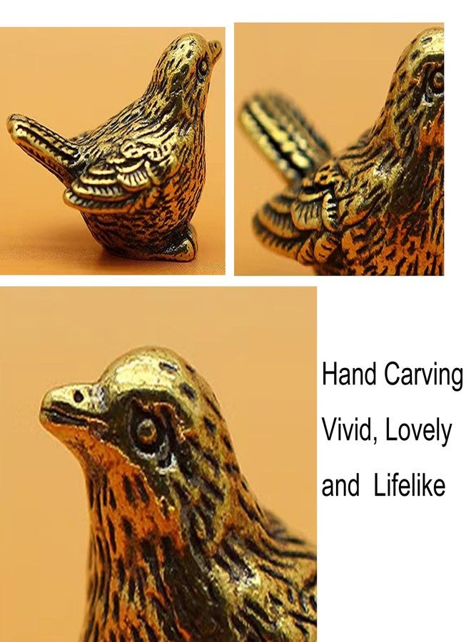ALHBEJT 2pcs Brass Golden Bird Figurines Small Birds Statues Vintage Brass Bird Statue Retro Sparrow Figurine Home Decor Ornaments for Living Room, Bedroom, Office Desktop, Cabinets - Image 5